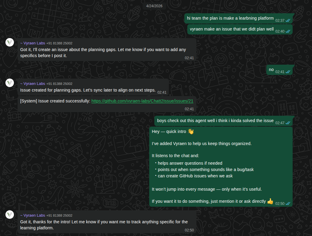 Chat2Issue WhatsApp Interface